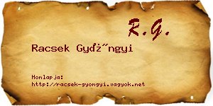 Racsek Gyöngyi névjegykártya